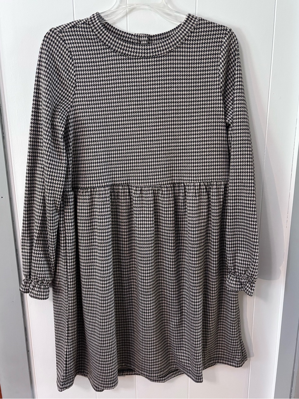 Loft Houndstooth Empire Waist Dress - Black & White Size S